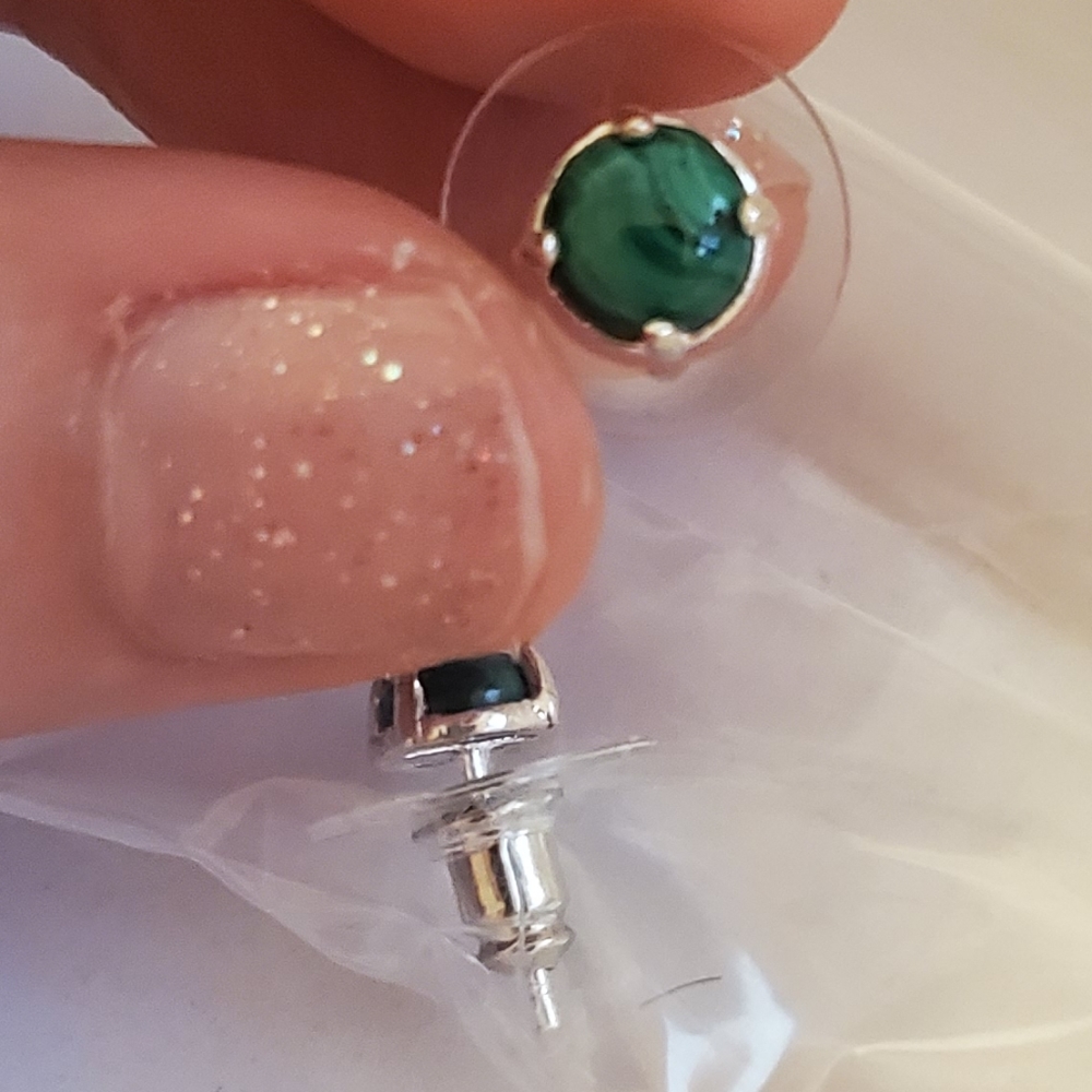 Malachite on sterling silver stud earrings